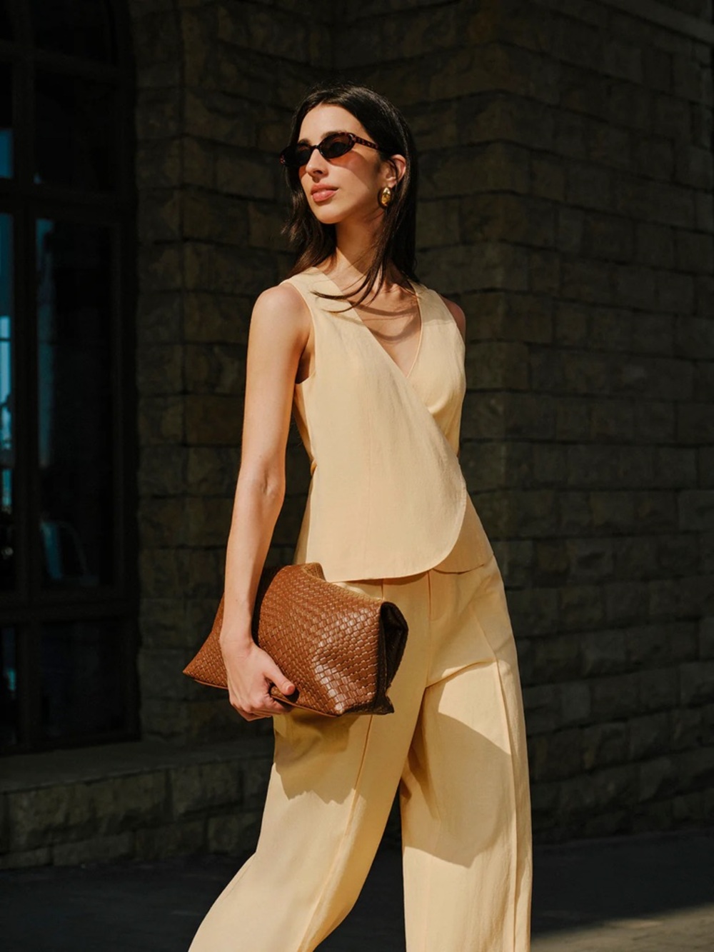 Commense SET Cotton & Linen Wrap Top With Pants Set - Picture 2 of 8